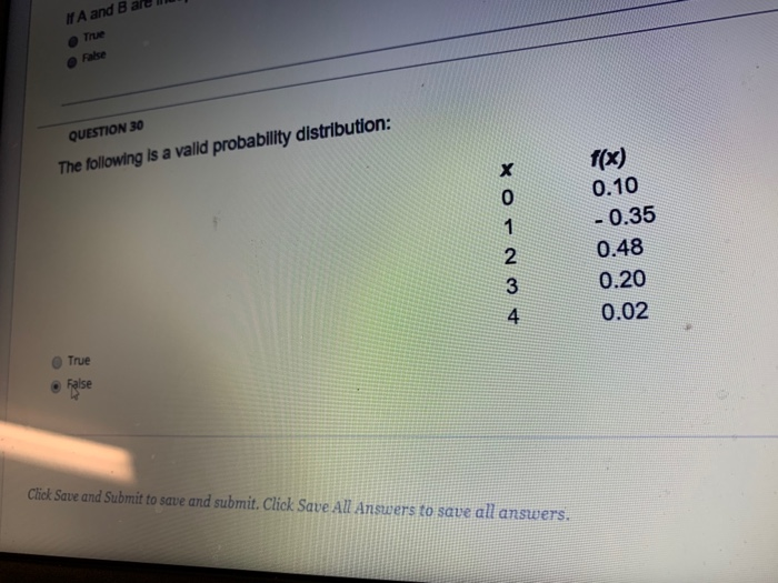 Solved If A and B False QUESTION 30 The following is a valid | Chegg.com