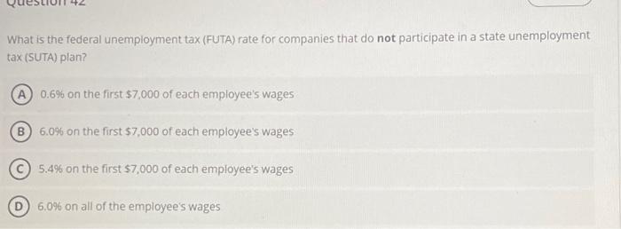 Solved What is the federal unemployment tax (FUTA) rate for | Chegg.com
