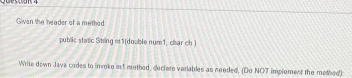 Solved Given the header of a method public static String | Chegg.com