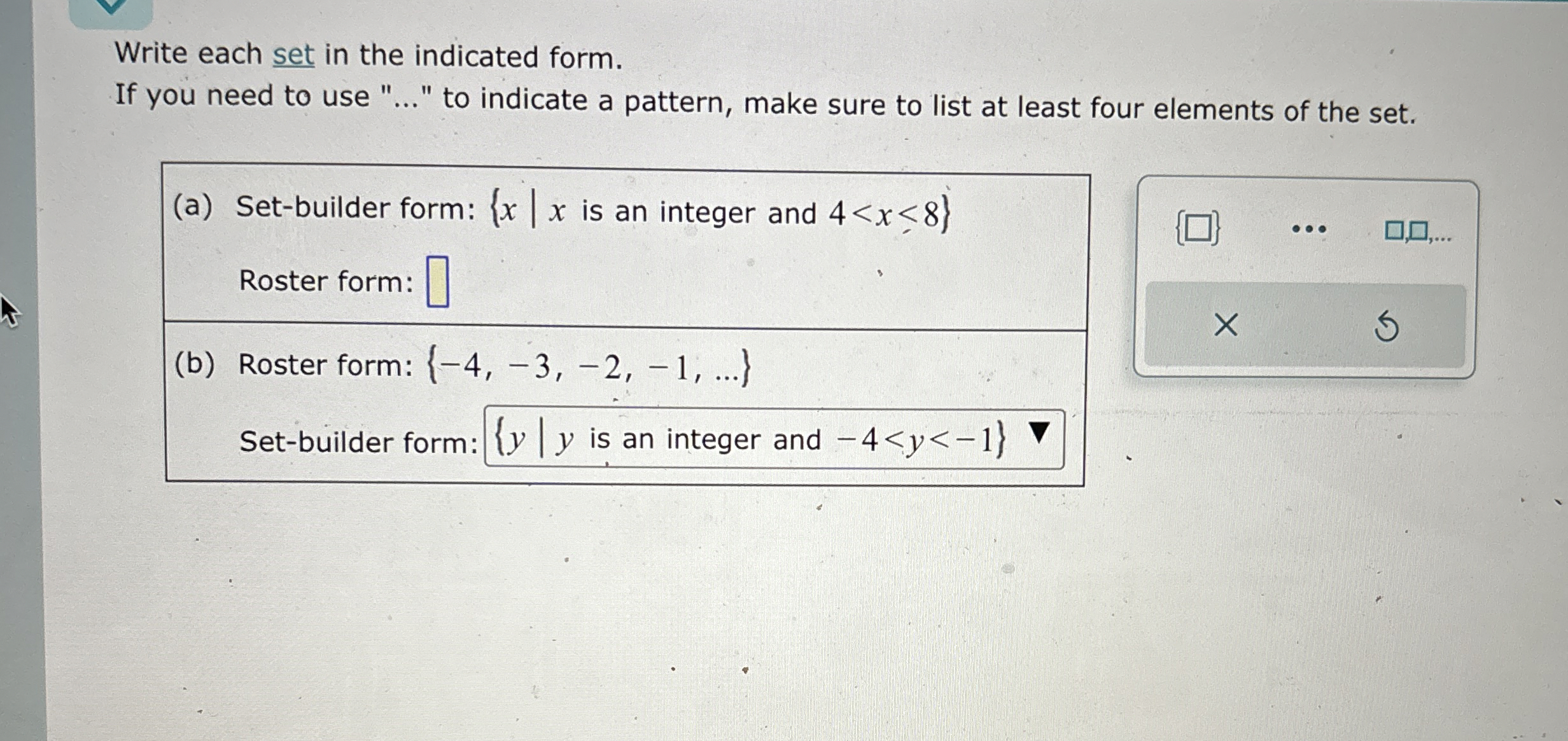 Write each set in the indicated form.If you need to | Chegg.com