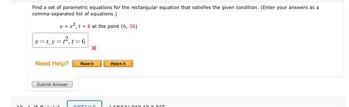 Solved Find a set of parametric equations for the | Chegg.com