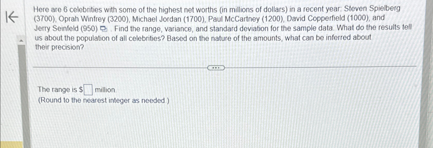 Solved Here are 6 \ufeffcelebrities with some of the highest net | Chegg.com