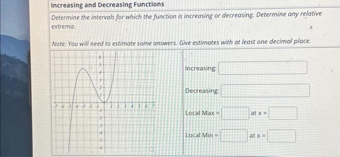Solved Increasing and Decreasing Functions Determine the | Chegg.com