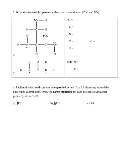 Homework Geometry Name Draw The Lewis Diagram Chegg Com