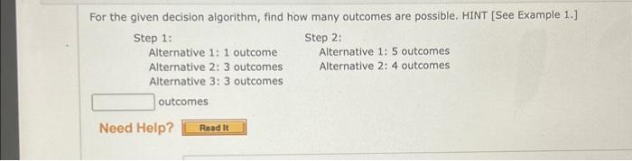 Solved For the given decision algorithm, find how many | Chegg.com