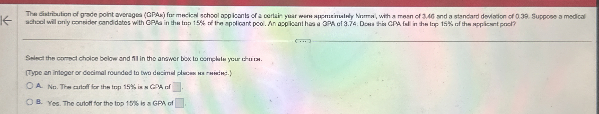 Solved The distribution of grade point averages (GPAs) ﻿for | Chegg.com