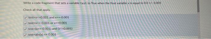 Solved Write a code fragment that sets a variable test to | Chegg.com