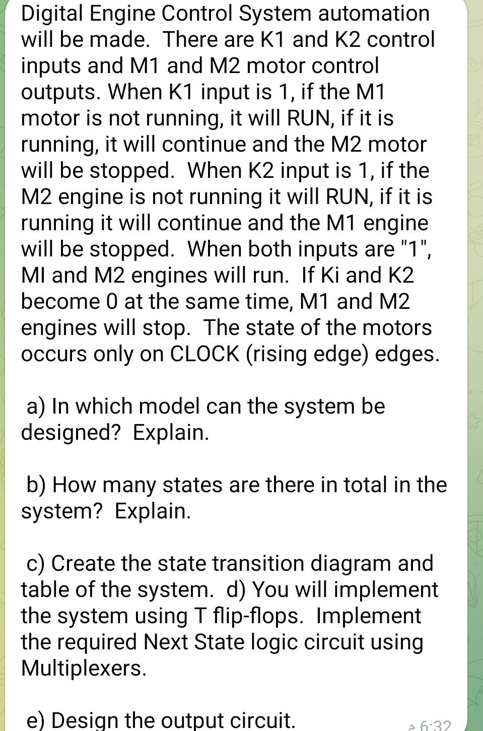 Solved Digital Engine Control System automation will be | Chegg.com