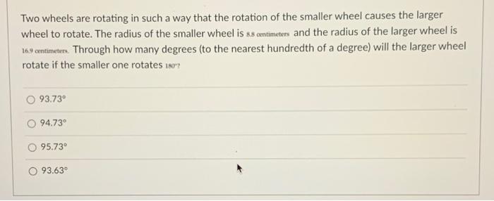 Solved Two wheels are rotating in such a way that the | Chegg.com