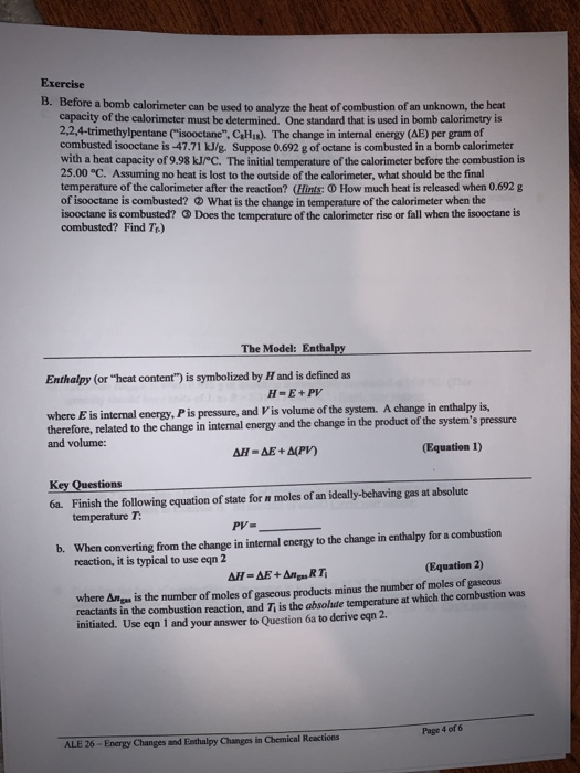 Solved Name Chem 161, Section: Group Number: ALE 26. Energy | Chegg.com