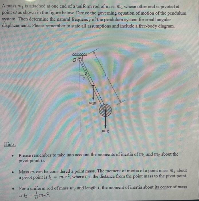 Solved A mass m1 is attached at one end of a uniform rod of