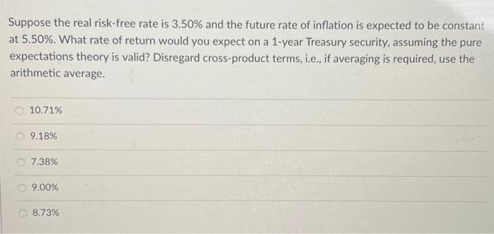 Solved Suppose The Real Risk-free Rate Is 3.50% And The | Chegg.com