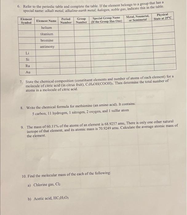 Solved Exercise 1 (Atomic Theory and Atomic Structure, | Chegg.com