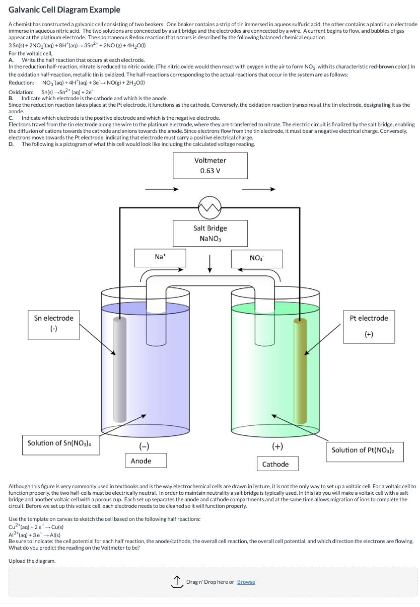 Solved Galvanic Cell Diagram ExampleA chemist has | Chegg.com