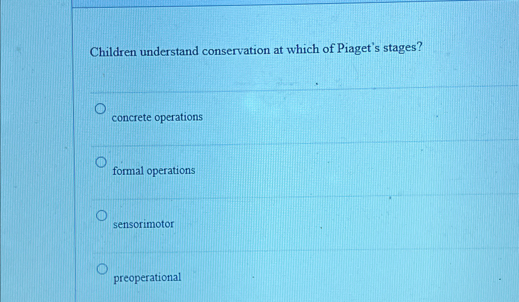 Conservation clearance piaget stage