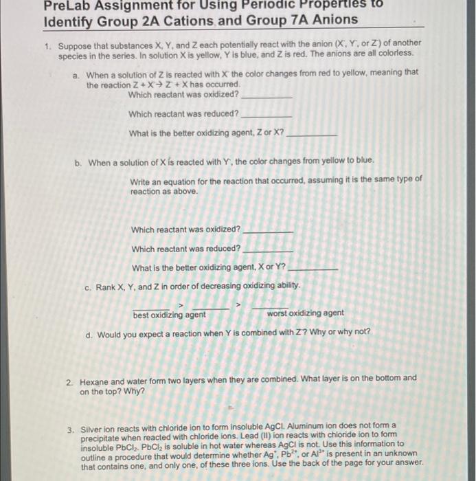 Solved PreLab Assignment for Using Periodic Properties to | Chegg.com