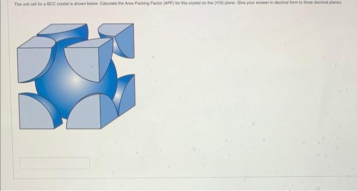 Solved The unit celt for a BCC crystal is shown below. | Chegg.com