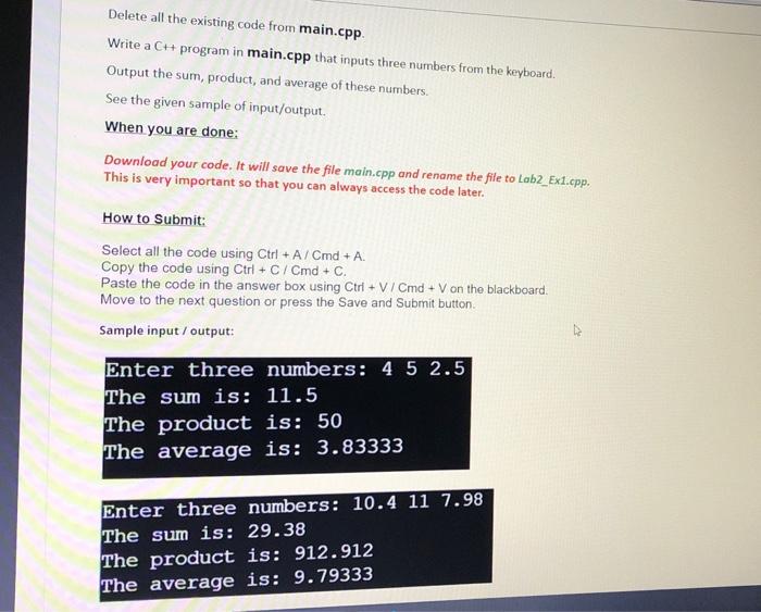 Solved Delete all the existing code from main.cpp Write a CH | Chegg.com