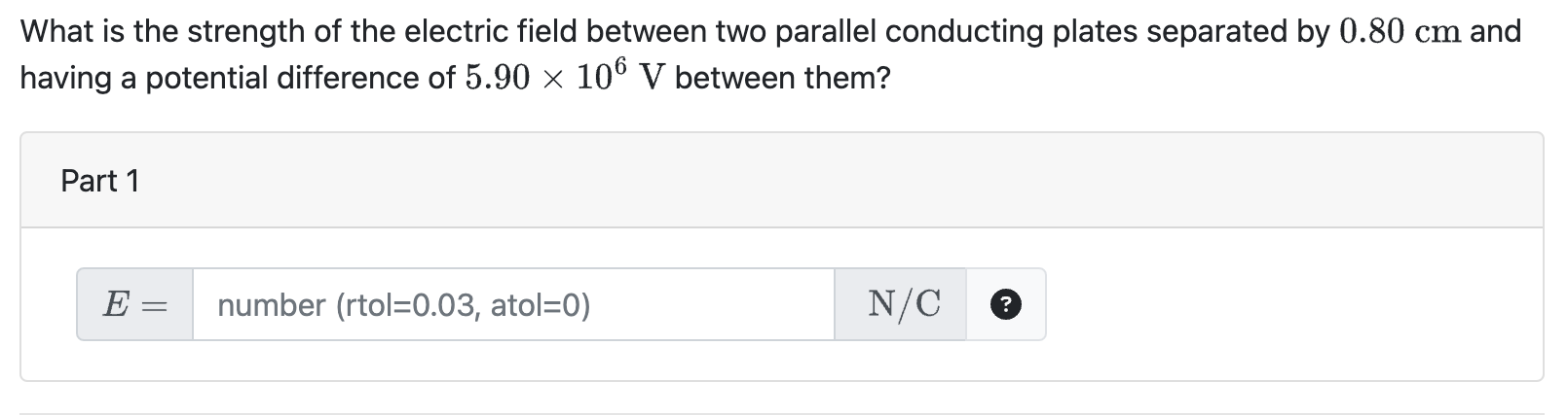 Solved What is the strength of the electric field between | Chegg.com