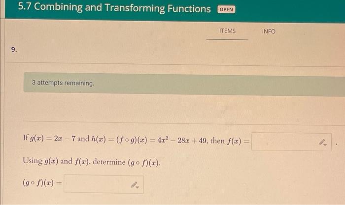 Solved 5.7 Combining and Transforming Functions OPEN ITEMS | Chegg.com