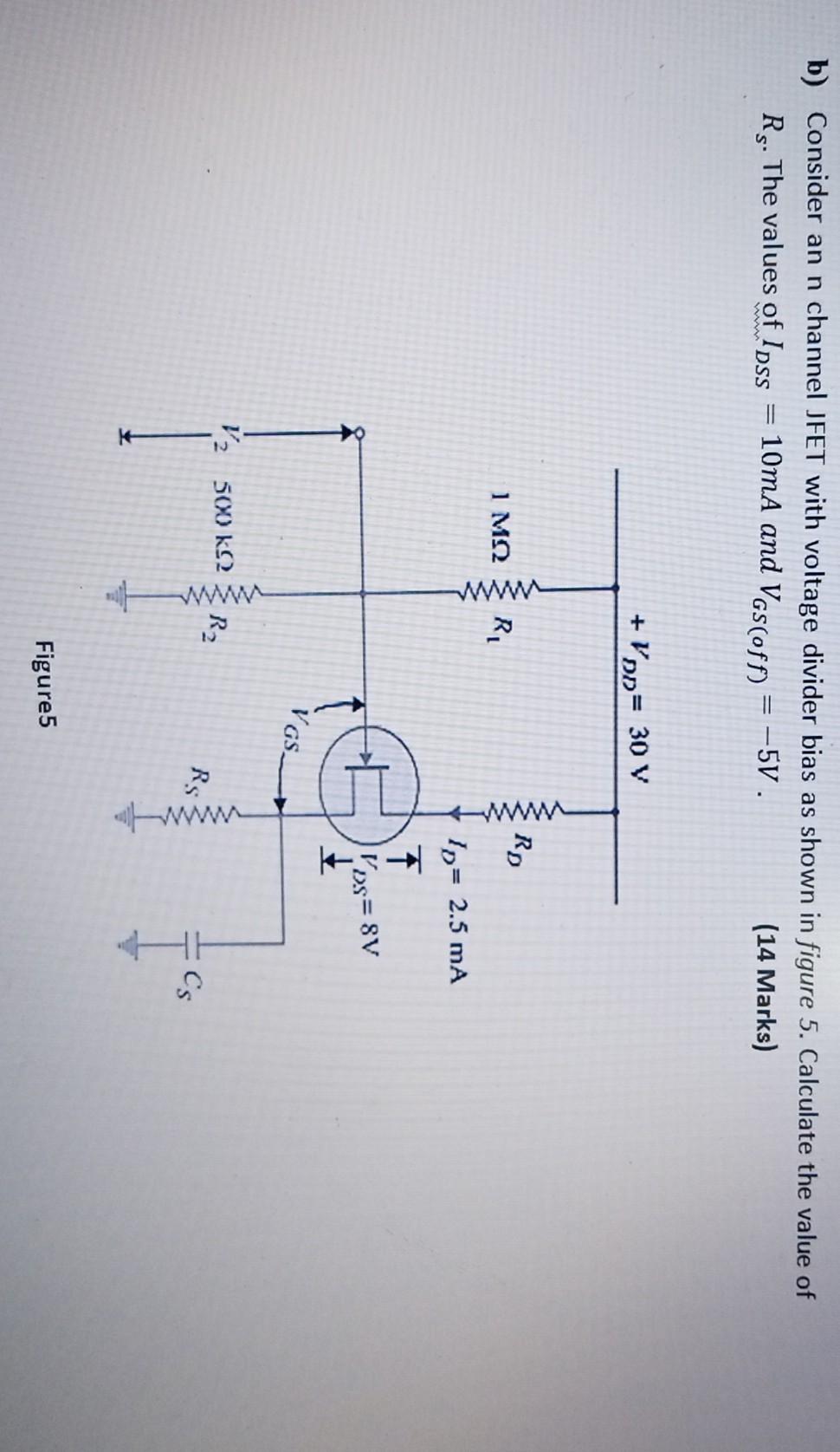 Solved b) Consider an n channel JFET with voltage divider | Chegg.com