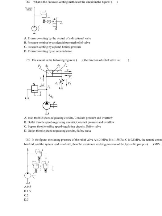 Solved (1) Choose the control elements of hydraulic system (
