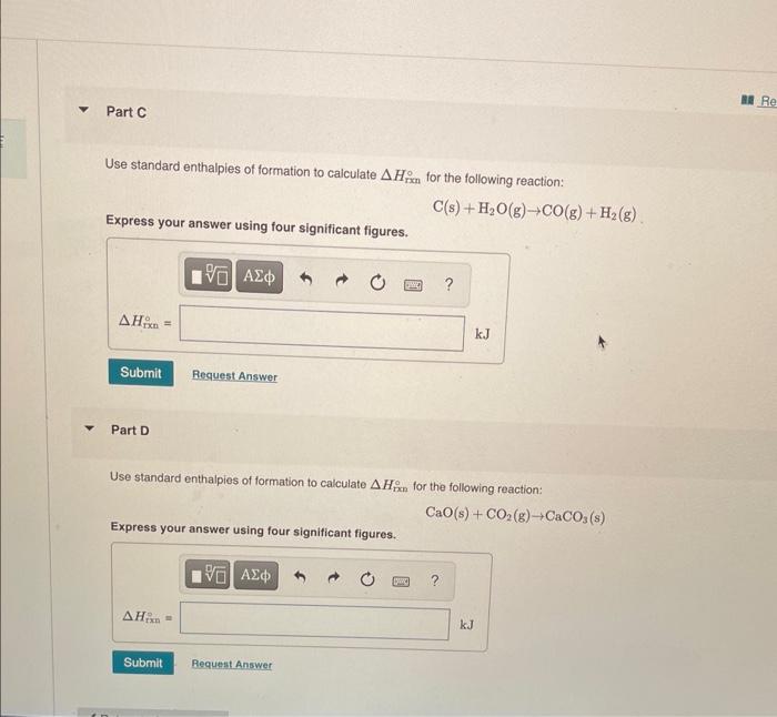 Solved Use Standard Enthalpies Of Formation To Calculate | Chegg.com