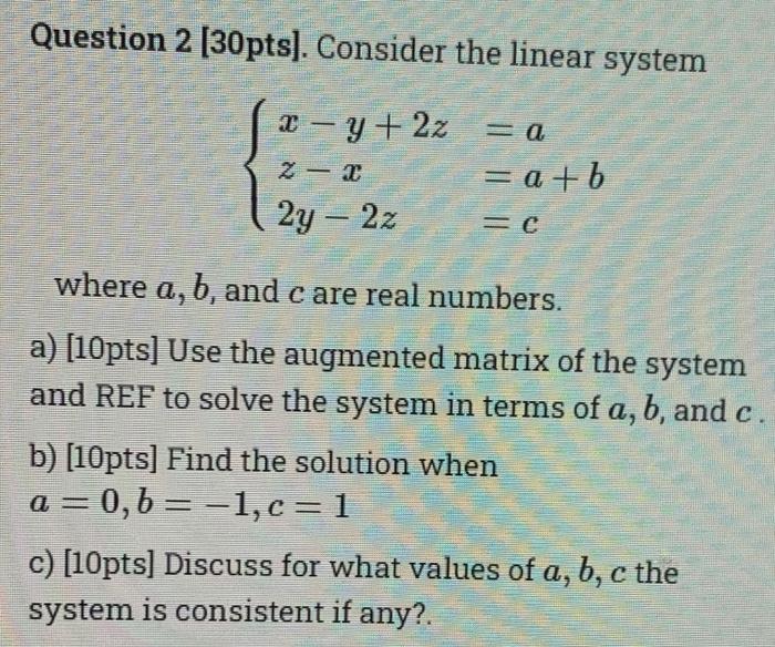 Solved Can you please answer the part (c)Consider linear | Chegg.com