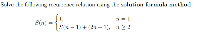 Solved Solve the following recurrence relation using the | Chegg.com