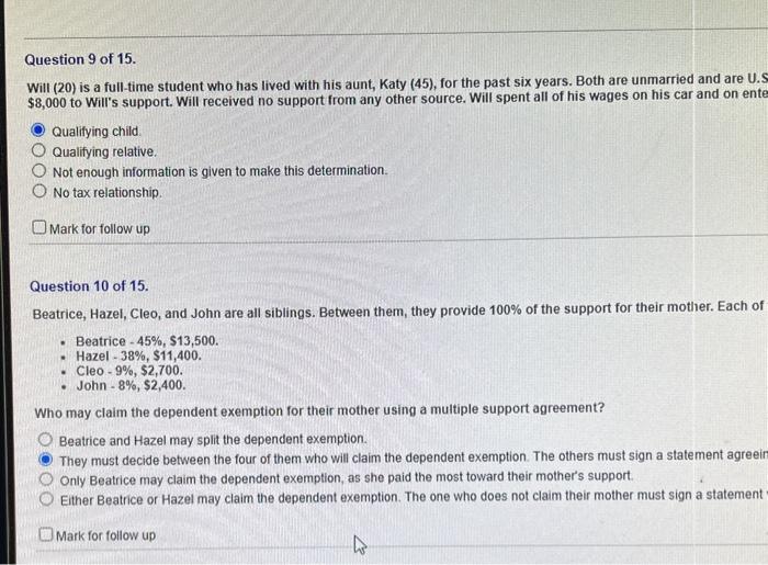 Solved Will (20) is a full-time student who has lived with | Chegg.com