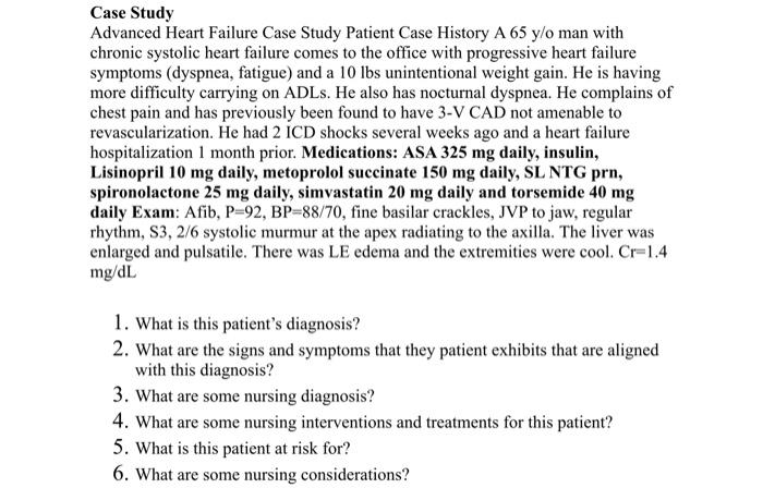 heart failure case study nursing