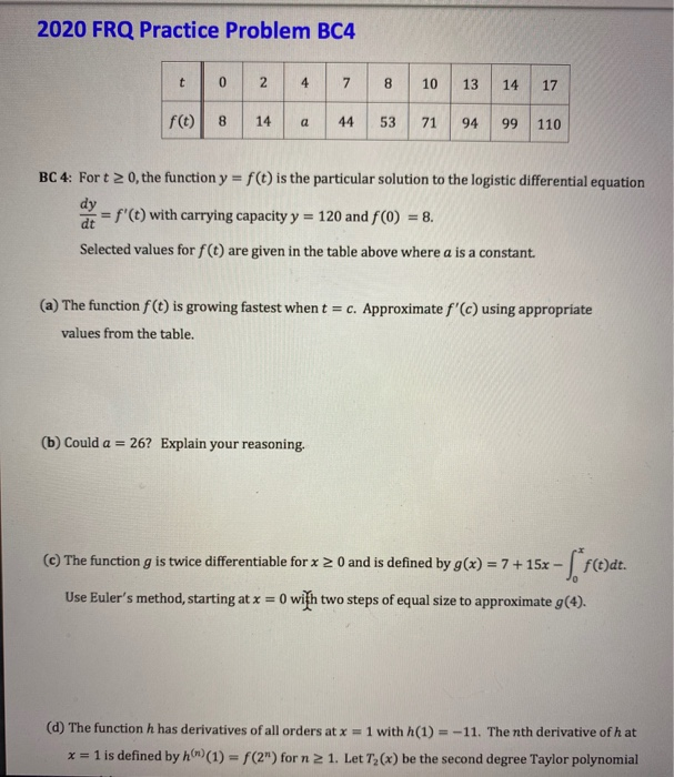 Frq Practice Problem 4 T 0 2 4 7 8 10 13 14 Chegg Com