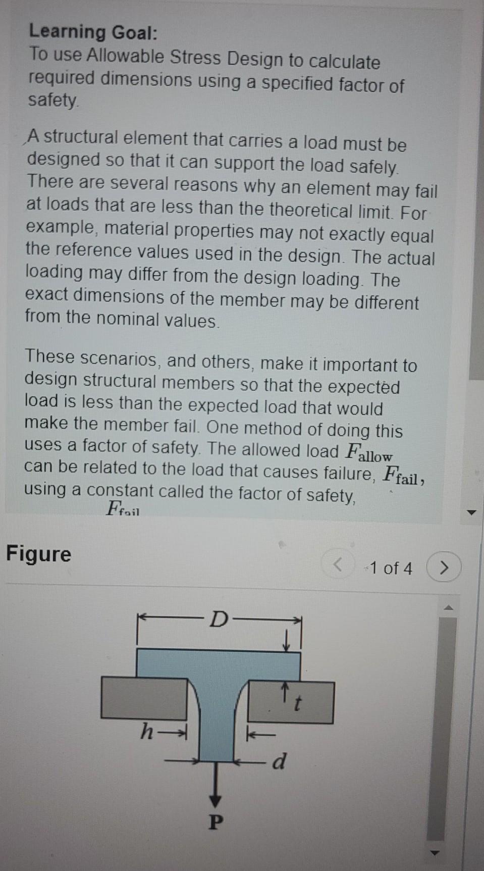 Solved Learning Goal: To use Allowable Stress Design to | Chegg.com