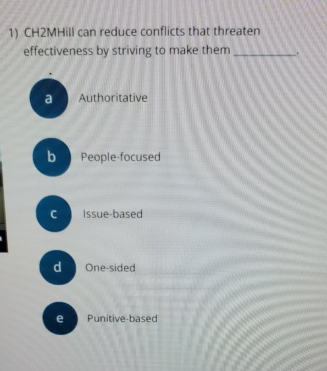 Solved 1) CH2MH Ill Can Reduce Conflicts That Threaten | Chegg.com