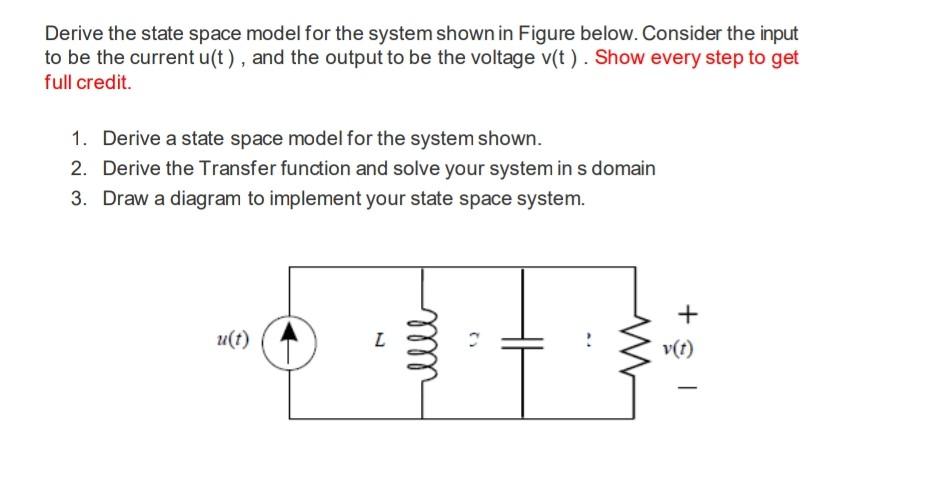 Derive the state space model for the system shown in | Chegg.com