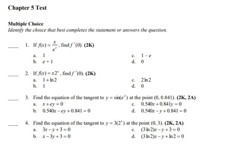 Chapter 5 Test
Multiple Choice
Identify the choice that best completes the statement or answers the question.
1. If f(x)=-
fi
