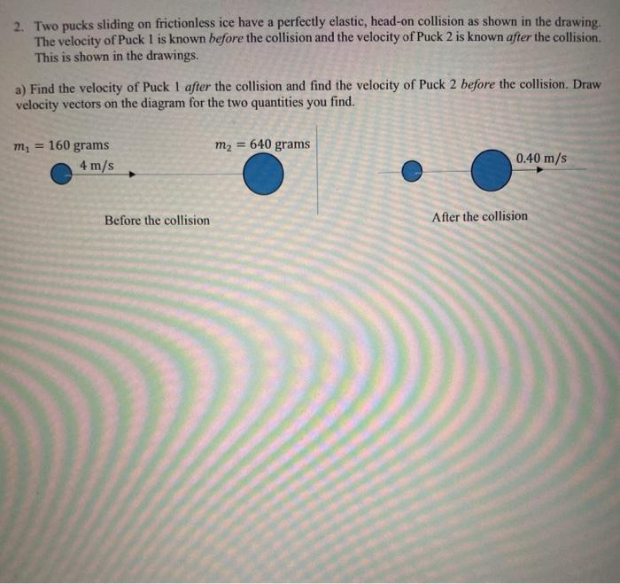 Solved 2. Two Pucks Sliding On Frictionless Ice Have A | Chegg.com