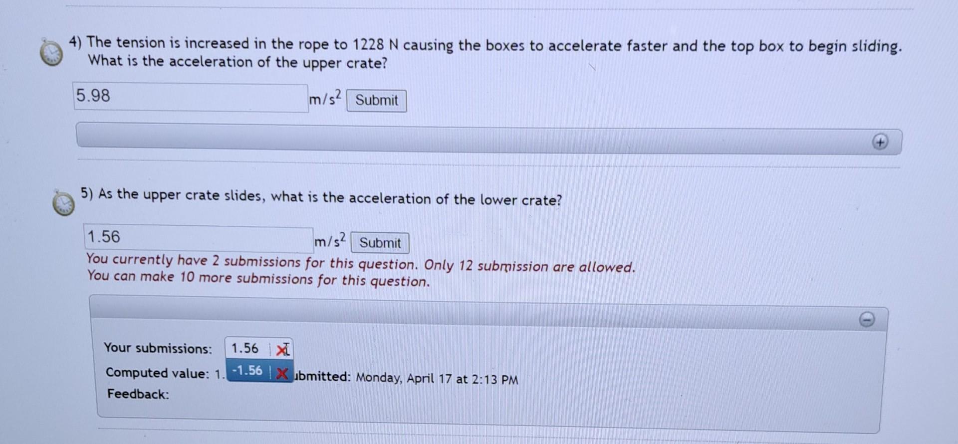 Solved Two wooden crates rest on top of one another. The