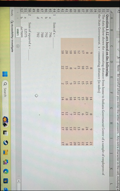 Solved A2Note: Be careful when you enter the letter | Chegg.com