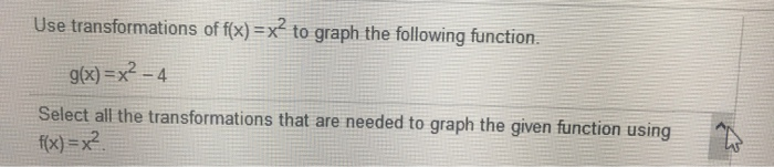 Solved Use transformations of f(x) =x? to graph the | Chegg.com