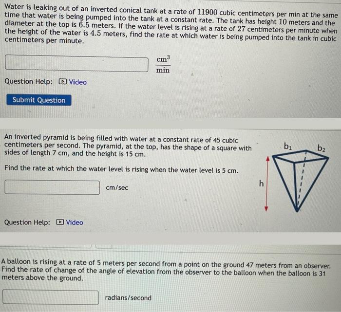 Solved Water is leaking out of an inverted conical tank at a