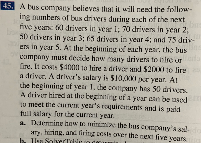 Solved 45. A Bus Company Believes That It Will Need The | Chegg.com