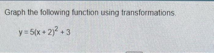Solved Graph the following function using transformations. | Chegg.com