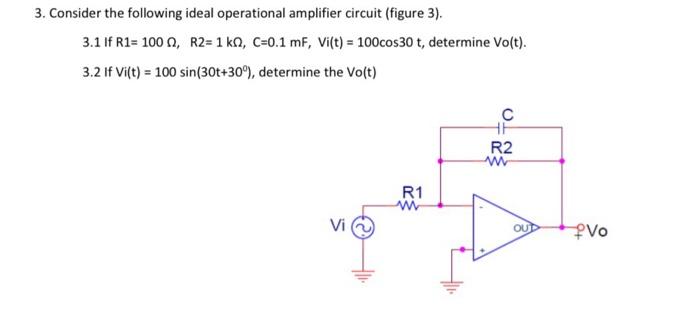 Solved 3. Consider the following ideal operational amplifier | Chegg.com