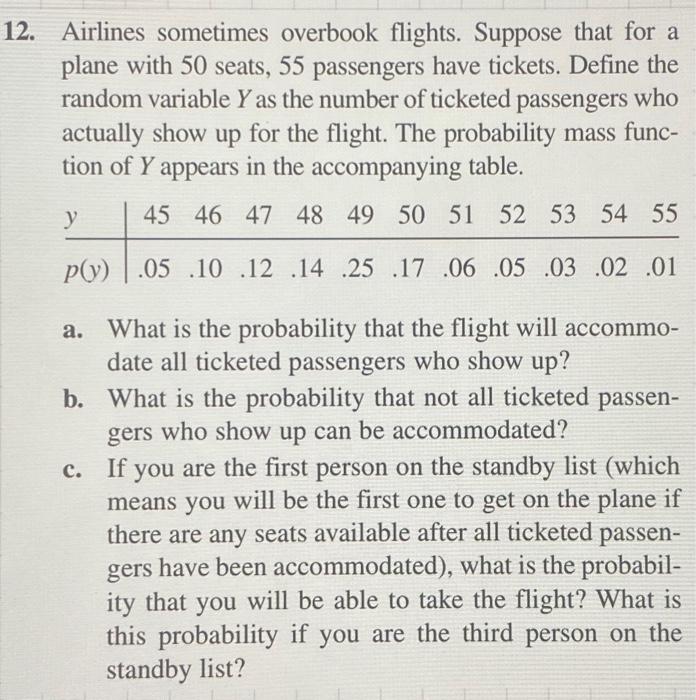 Solved 2. Airlines Sometimes Overbook Flights. Suppose That | Chegg.com