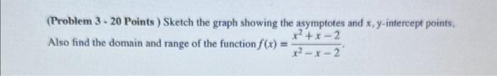Solved (Problem 3 - 20 Points) Sketch the graph showing the | Chegg.com