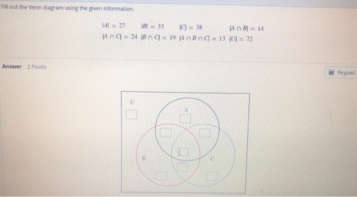 Solved Use The Given Sets To Find Ip 21 U A B C D X Chegg Com