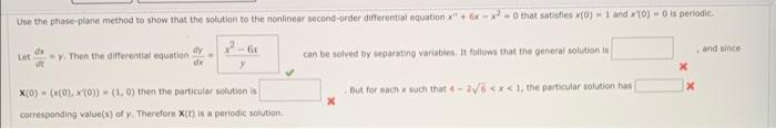 Solved Use the phase-plane method to show that the solution | Chegg.com