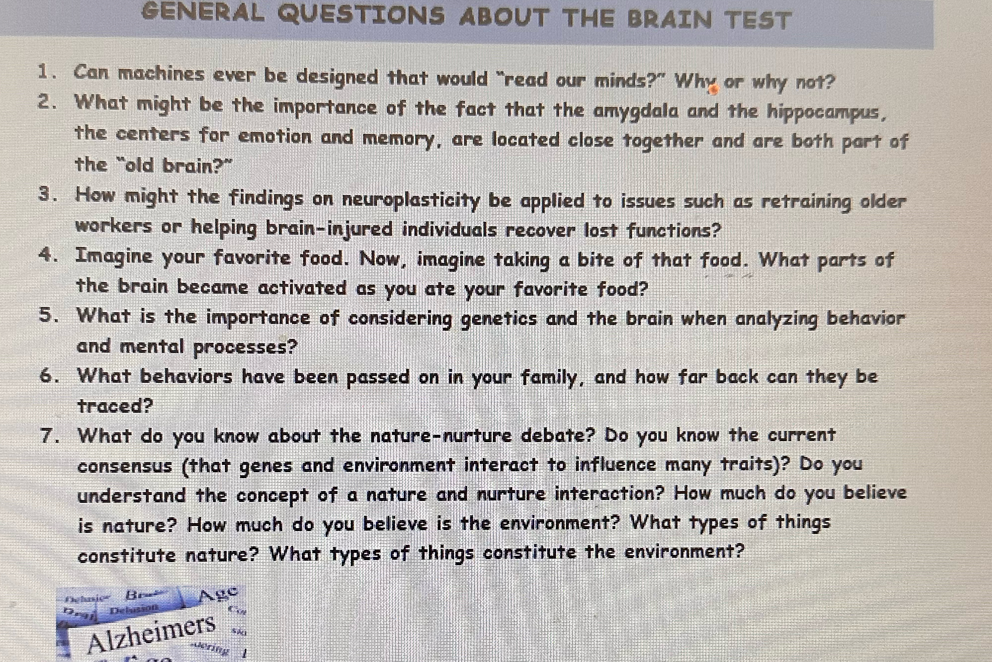 Solved GENERAL QUESTIONS ABOUT THE BRAIN TESTCan machines | Chegg.com
