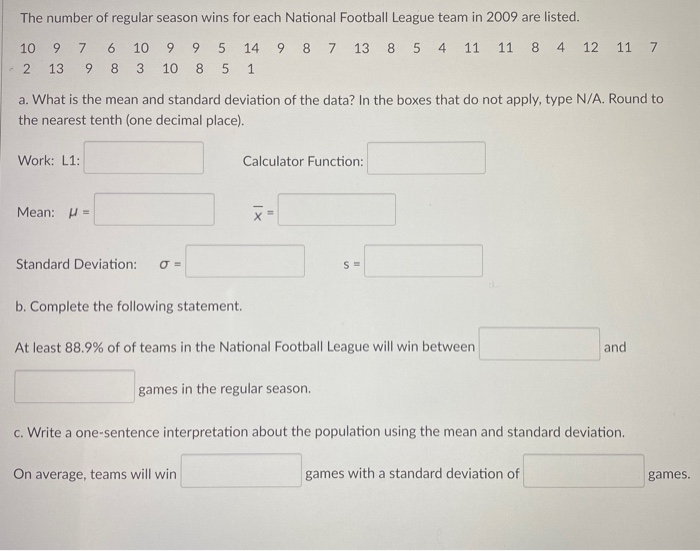 Solved The number of regular season wins for each National